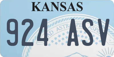 KS license plate 924ASV