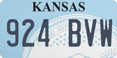 KS license plate 924BVW