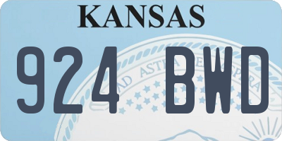 KS license plate 924BWD