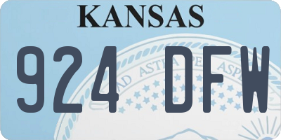 KS license plate 924DFW