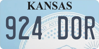 KS license plate 924DOR