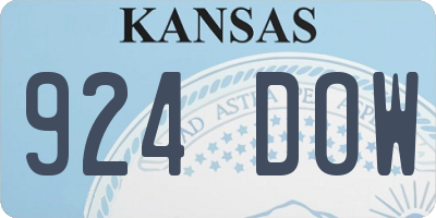 KS license plate 924DOW