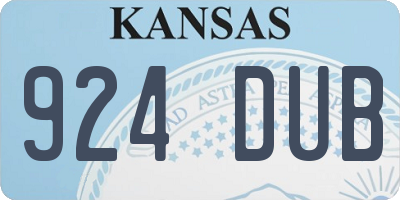 KS license plate 924DUB