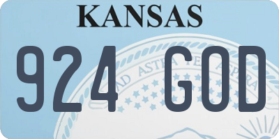 KS license plate 924GOD