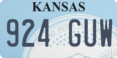 KS license plate 924GUW