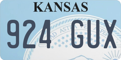 KS license plate 924GUX