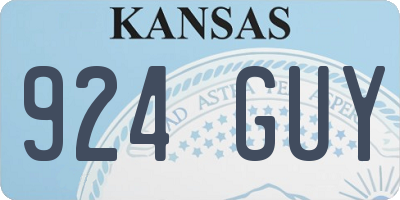 KS license plate 924GUY
