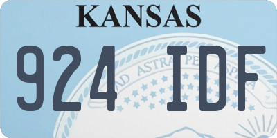 KS license plate 924IDF