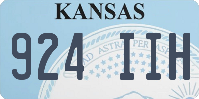 KS license plate 924IIH