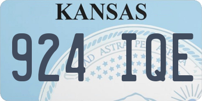 KS license plate 924IQE
