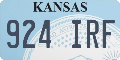 KS license plate 924IRF