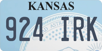 KS license plate 924IRK