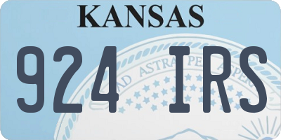 KS license plate 924IRS
