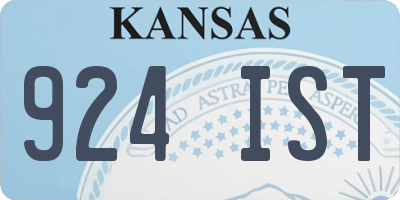 KS license plate 924IST