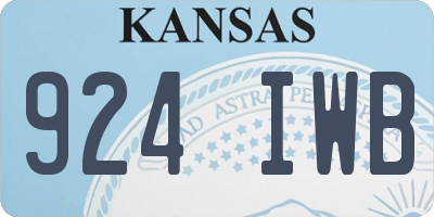 KS license plate 924IWB
