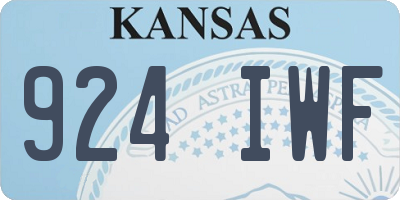 KS license plate 924IWF