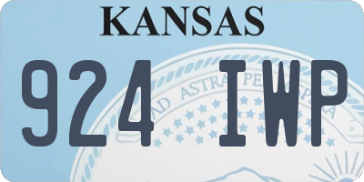 KS license plate 924IWP