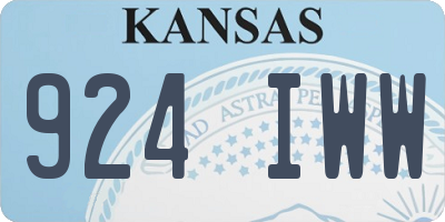 KS license plate 924IWW