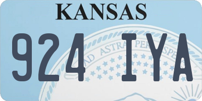 KS license plate 924IYA