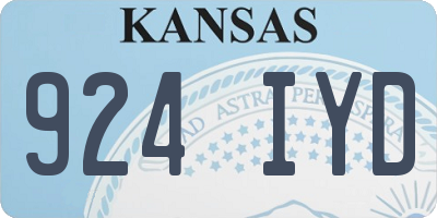 KS license plate 924IYD