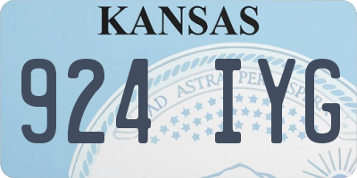KS license plate 924IYG