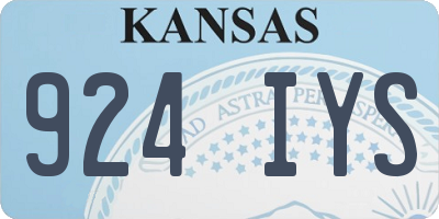 KS license plate 924IYS