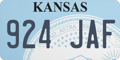 KS license plate 924JAF