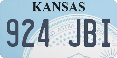 KS license plate 924JBI