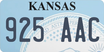 KS license plate 925AAC