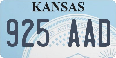 KS license plate 925AAD