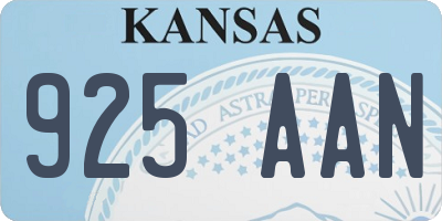 KS license plate 925AAN