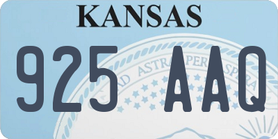 KS license plate 925AAQ