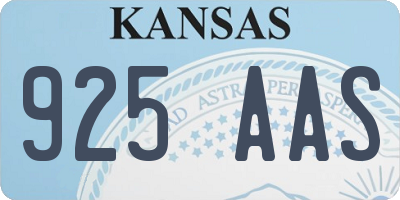 KS license plate 925AAS