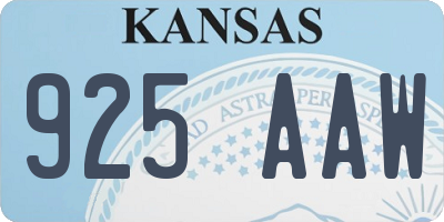 KS license plate 925AAW