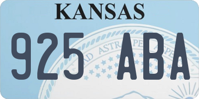 KS license plate 925ABA