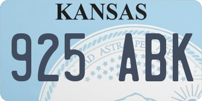 KS license plate 925ABK