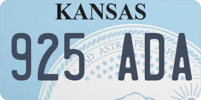 KS license plate 925ADA