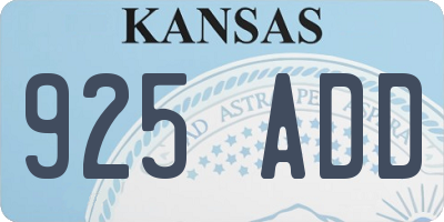 KS license plate 925ADD