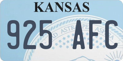 KS license plate 925AFC