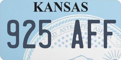 KS license plate 925AFF