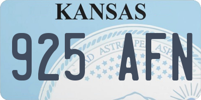 KS license plate 925AFN