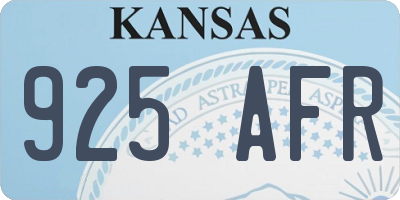 KS license plate 925AFR