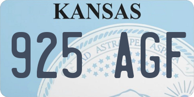 KS license plate 925AGF