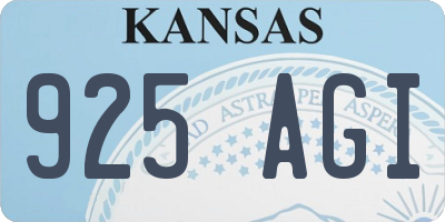 KS license plate 925AGI