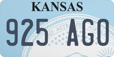 KS license plate 925AGO