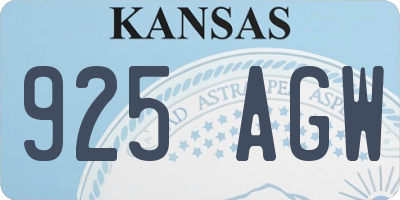 KS license plate 925AGW