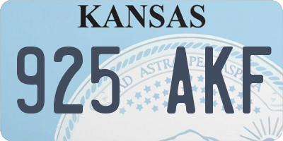 KS license plate 925AKF