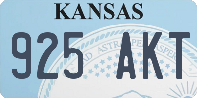 KS license plate 925AKT