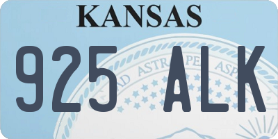 KS license plate 925ALK