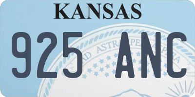 KS license plate 925ANC